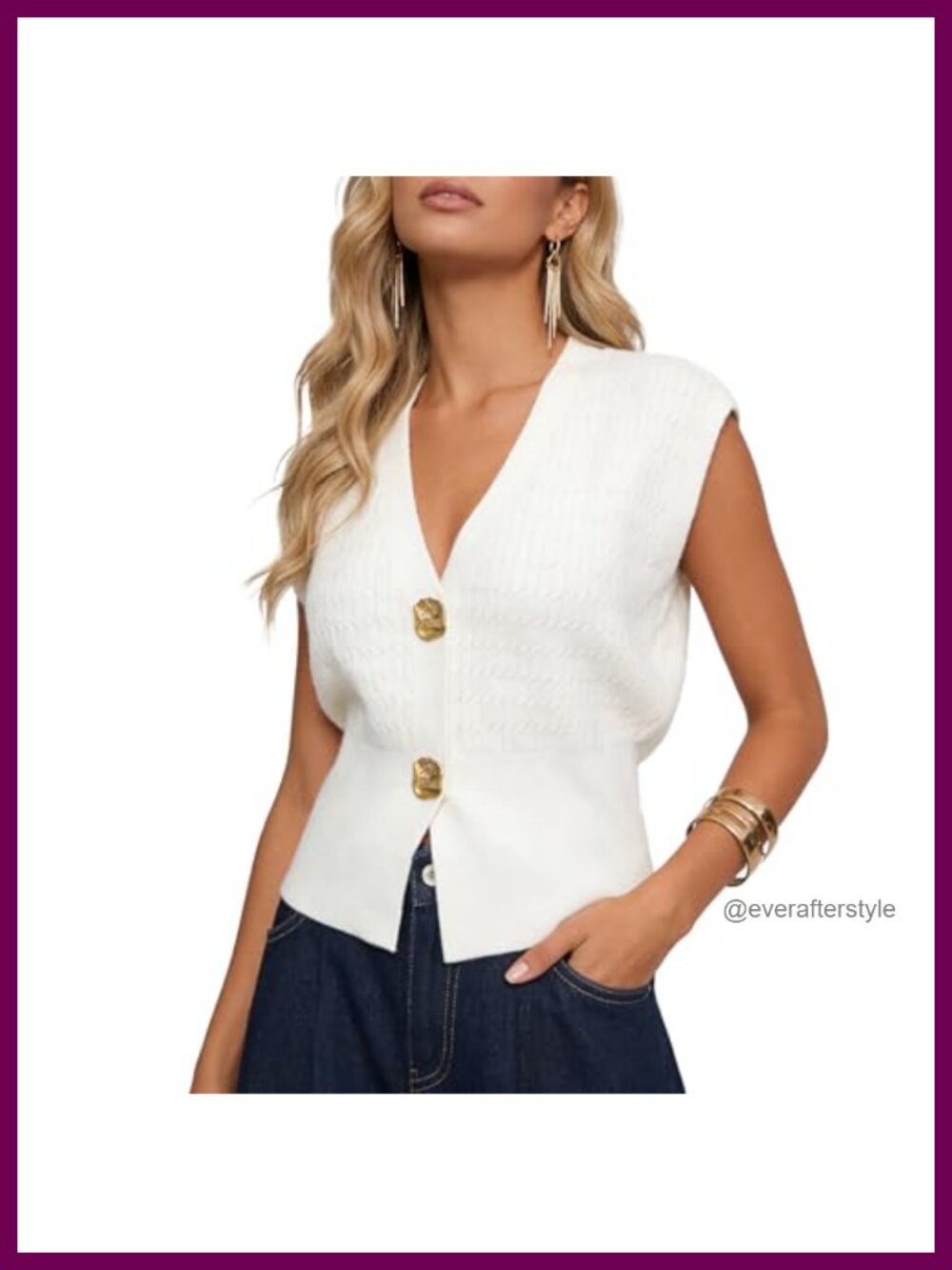 Women's Cable Knit Sweater Vest Sleeveless V-Neck Pullover Tank Top